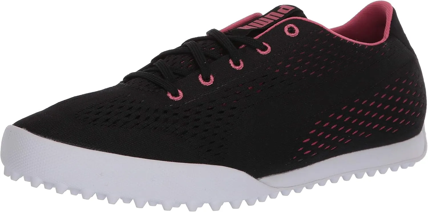 Puma Golf Women's Monolite Cat Engineered Mesh Golf Shoe, Puma Black-Rapture R, 5.5 M US