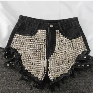 Punk Rivet Denim Shorts