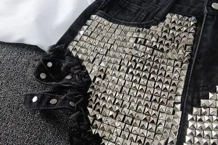 Punk Rivet Denim Shorts