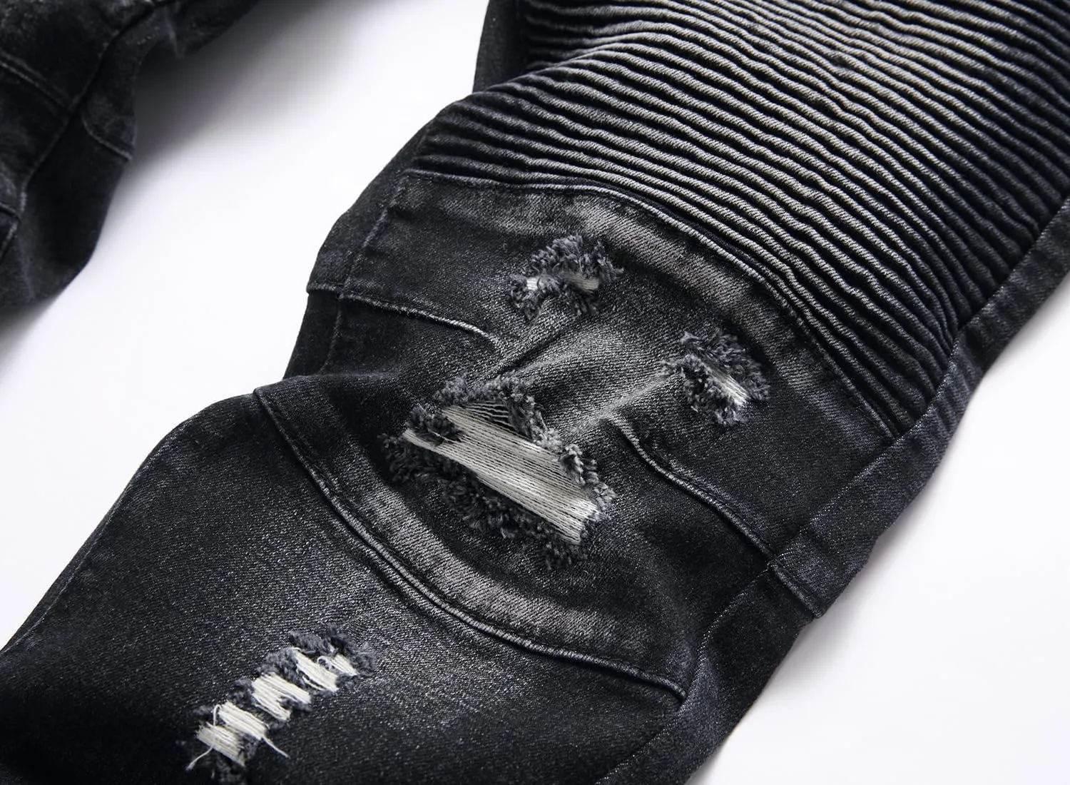 QIMYUM Men's Slim Fit Jeans Ripped Skinny Jeans for Men, Fashion Biker Jeans Stretch Moto Cargo Denim Pants