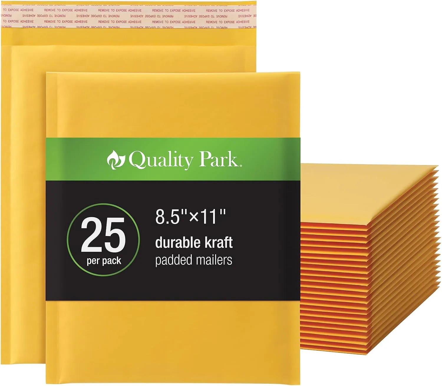 Quality Park Bubble Mailers, 8.5 x 11 Inch, Kraft Padded Envelopes, Durable Brown Shipping Envelopes, Self Seal Closure, 25 Per Box (QUA85759)