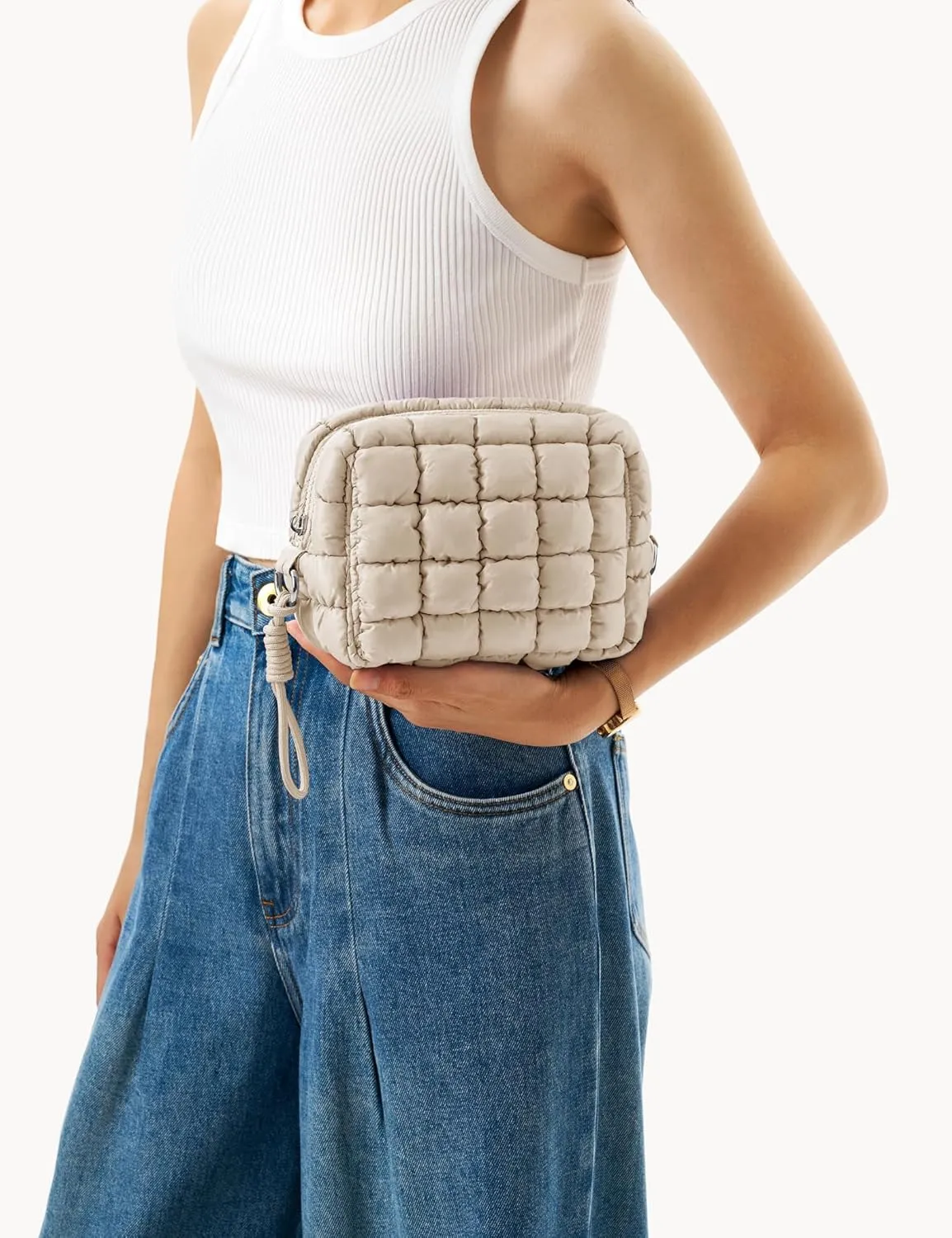 Quilted Makeup Bag Puffy Cosmetic Bag Cute Puffer Travel Toiletry Bag for Women, Small Makeup Pouch for Purse Quilted Cosmetic Pouch for Essentials Toiletries, Christmas Gift for Women, Girls
