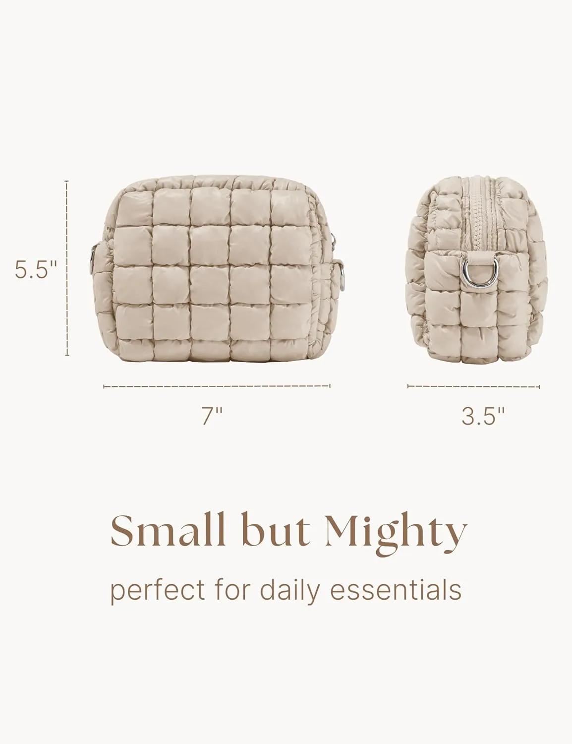 Quilted Makeup Bag Puffy Cosmetic Bag Cute Puffer Travel Toiletry Bag for Women, Small Makeup Pouch for Purse Quilted Cosmetic Pouch for Essentials Toiletries, Christmas Gift for Women, Girls