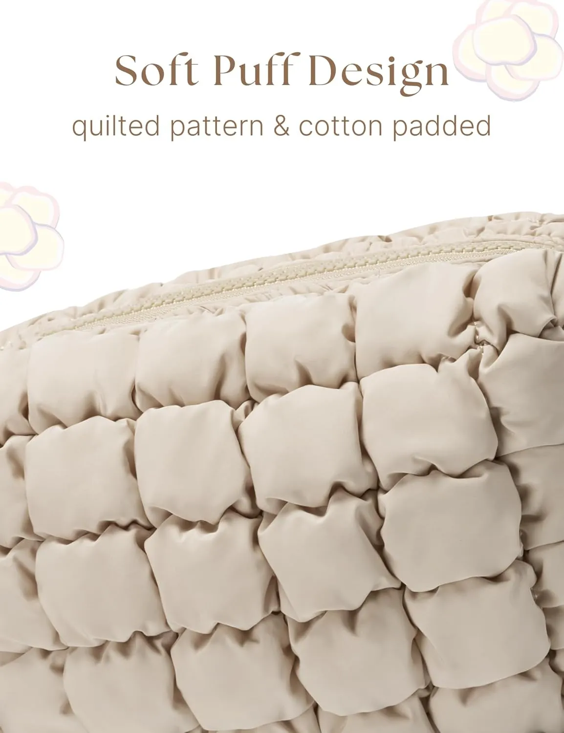 Quilted Makeup Bag Puffy Cosmetic Bag Cute Puffer Travel Toiletry Bag for Women, Small Makeup Pouch for Purse Quilted Cosmetic Pouch for Essentials Toiletries, Christmas Gift for Women, Girls