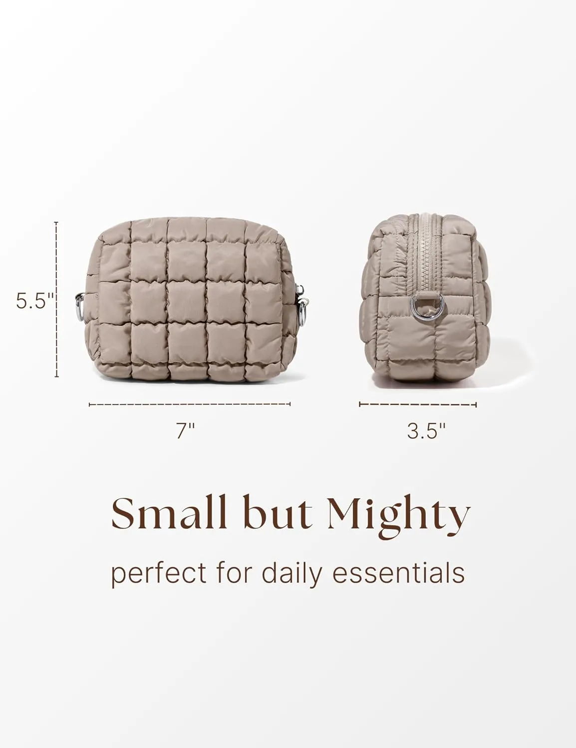 Quilted Makeup Bag Puffy Cosmetic Bag Puffer Travel Toiletry Bag for Women, Small Makeup Pouch for Purse Quilted Cosmetic Pouch for Essentials Toiletries, Gift for Women