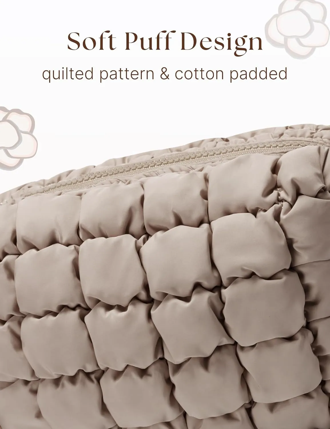 Quilted Makeup Bag Puffy Cosmetic Bag Puffer Travel Toiletry Bag for Women, Small Makeup Pouch for Purse Quilted Cosmetic Pouch for Essentials Toiletries, Gift for Women