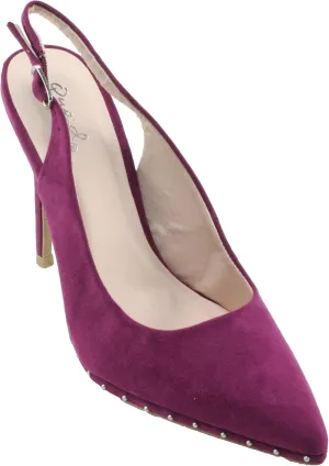 Qupid Women's Vava-02AX Faux Suede Pointed Toe Sling Back Dress High Heels (8, Violet)