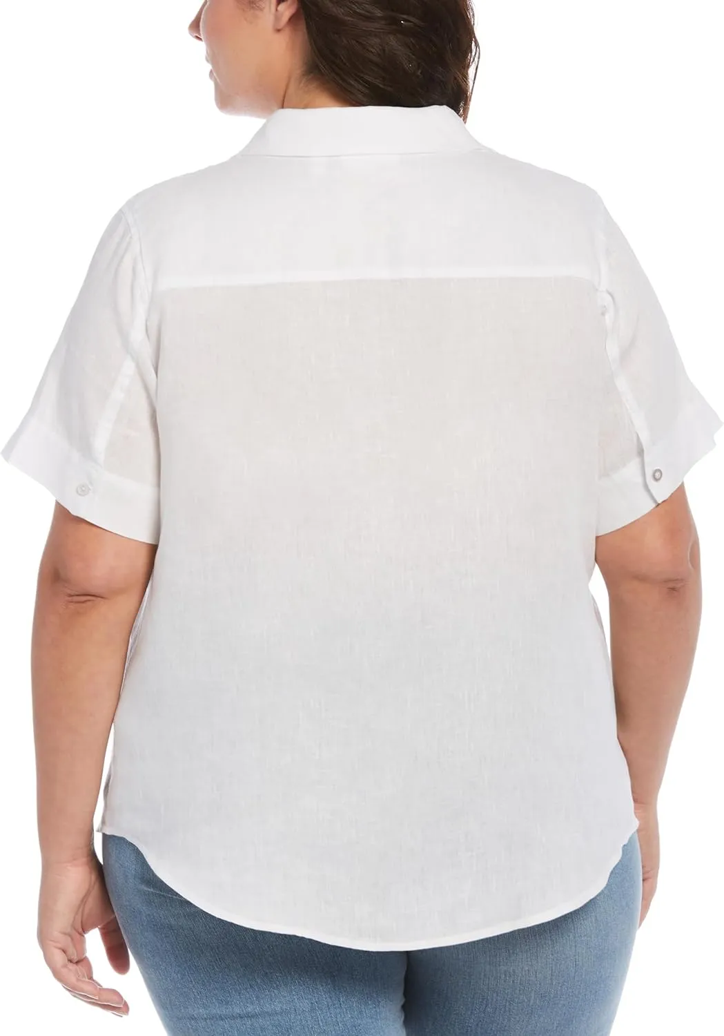 Rafaella Women's Split Neck Short Sleeve Linen Top