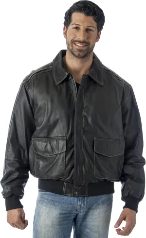 REED Men's Premium Leather Aviator Bomber Jacket
