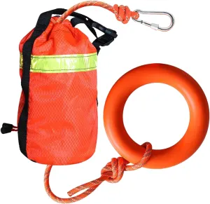 Reflective Water Rescue Throw Bag - Floating 16m Rope with Hand Ring, Durable High-Strength | Sturdy Outdoor Safety Tool for Whitewater, River, Lake, Kayak, Boat Or Swimming Scenarios