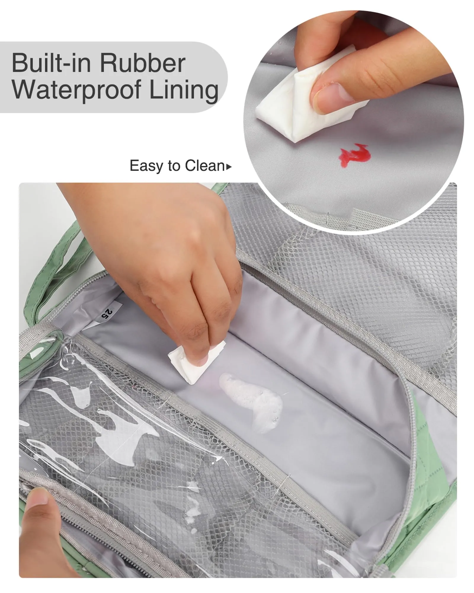 Relavel Travel Hanging Toiletry Bag for Men Women Travel Kit Shaving Bag Waterproof Large Makeup Bag Wash Bag Makeup Organizer Cosmetic Case for Bathroom Shower Green Pro