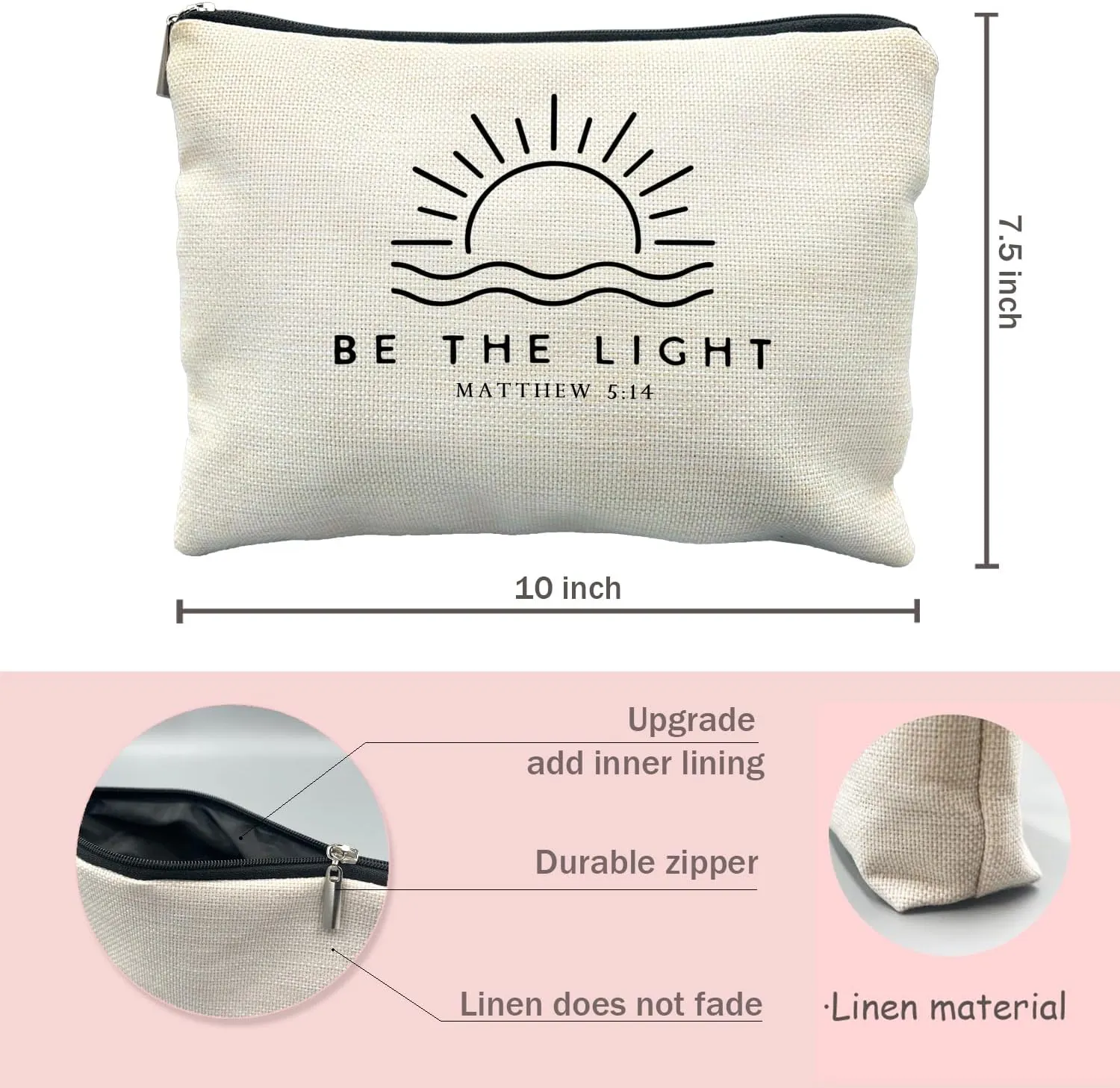 religious gifts for women,Be The Light cosmetic bag，Matthew 5 14，Encouragement Gifts，bible makeup bag，christian gift bags，faith gifts for women，faith gifts，religious gifts for women，Proverbs gifts