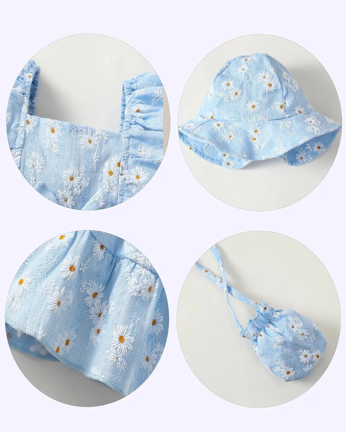 Renotemy Newborn Infant Baby Girl Dresses Summer Outfits Boho Casual Sundress Gifts Toddler Clothes for Girl with Hat and Bag
