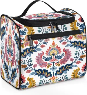 Retro Vintage Flowers Travel Toiletry Bag for Men and Women, Large Hanging Makeup Bag Organizer Toiletries Bag for Travel, Cosmetic Bag with Handle