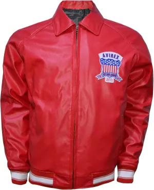 R'FAY Collection US Military Red Bomber Faux Leather Jacket