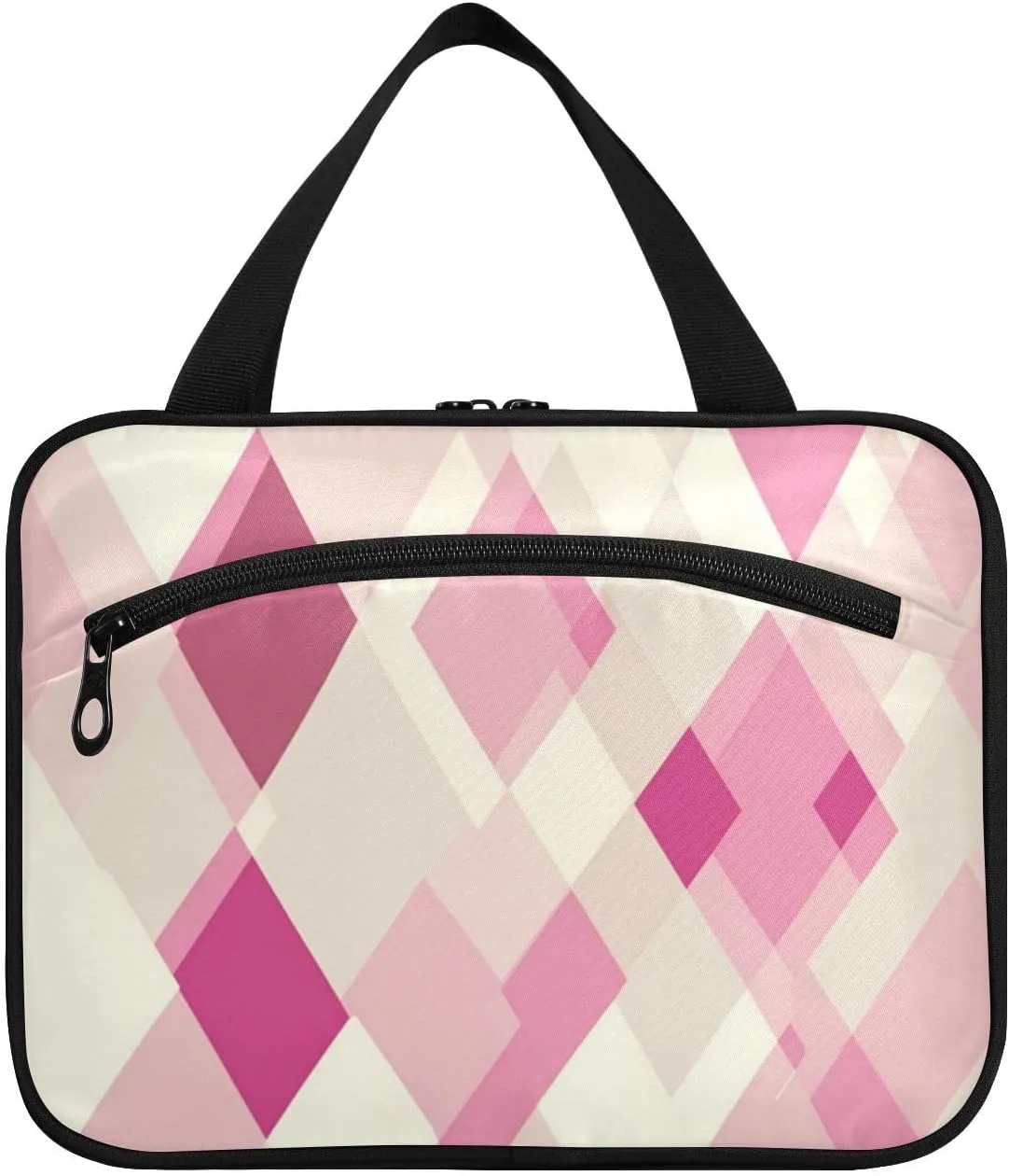 Rhomboid Neutral Hot Pink hanging kit for travel with hook, designer multifunctional waterproof toiletry bag for accessories for women toilet maletín para maquillaje L