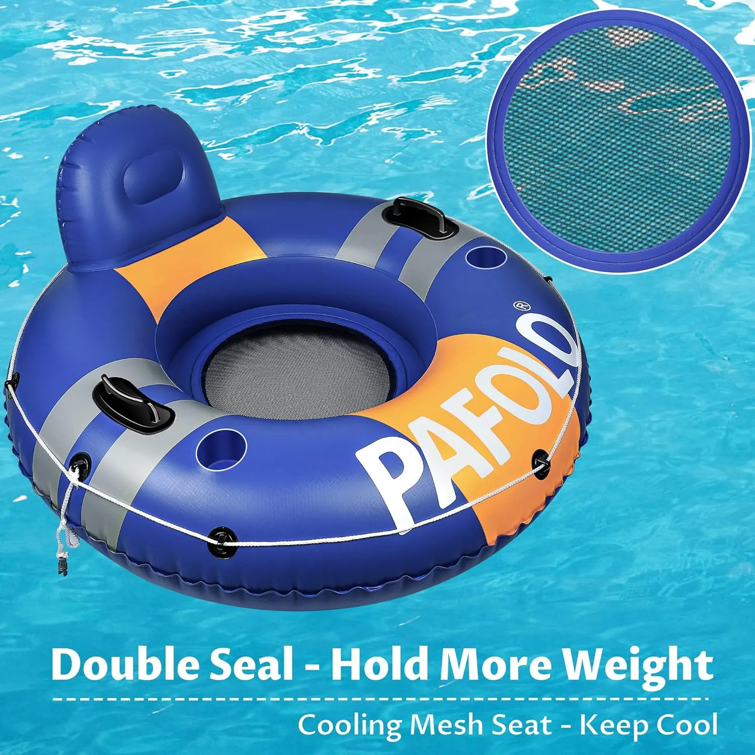 River Tubes for Floating Heavy Duty, Pool Float Adult, 45" Inflatable Float Tube for Beach Lake Rafting, River Floats with Mesh Bottom