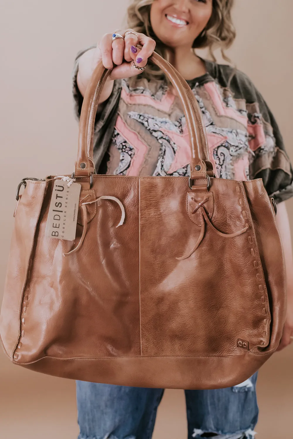 Rockaway Leather Tote, Tan Rustic