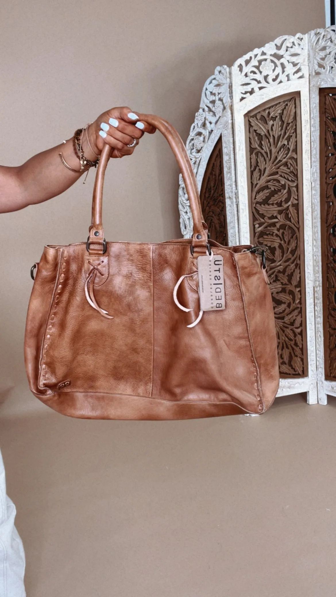 Rockaway Leather Tote, Tan Rustic