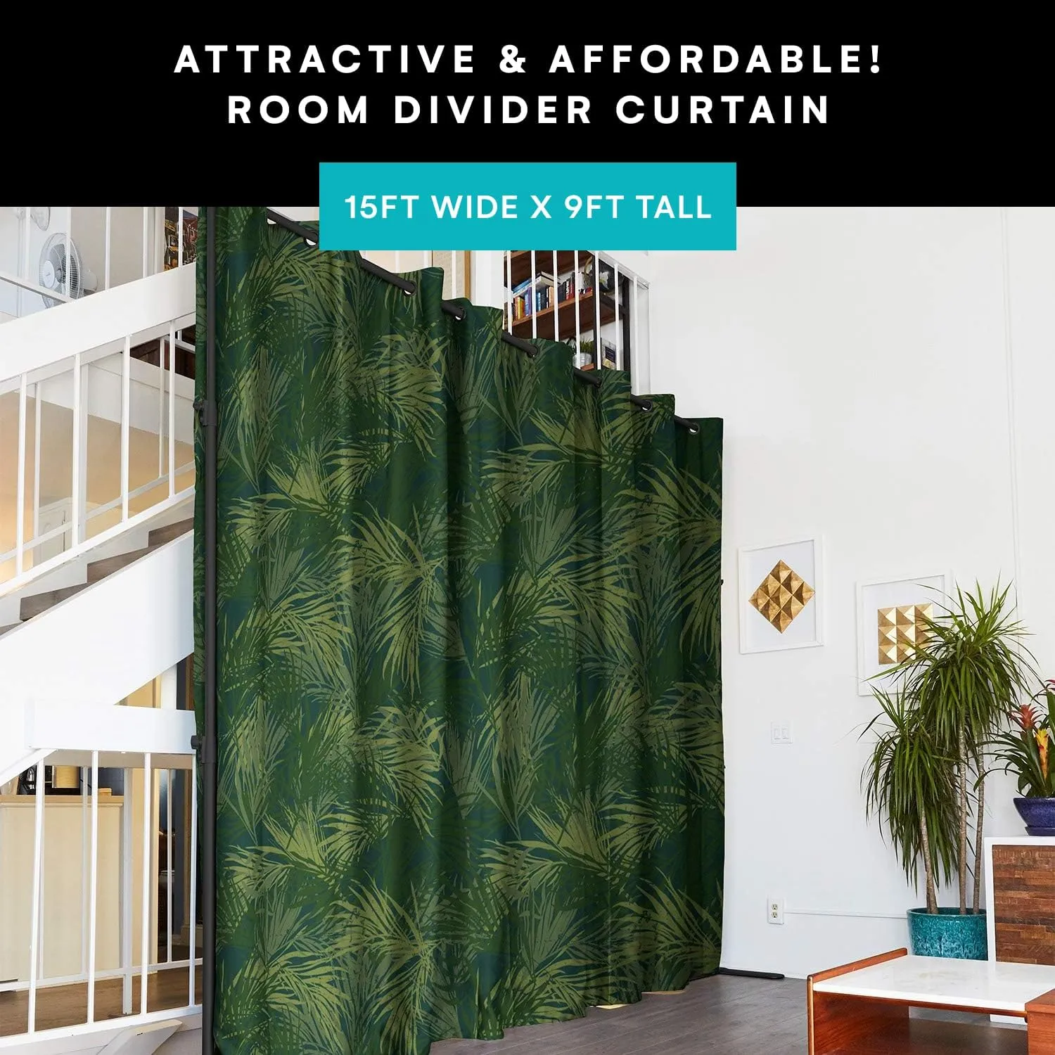 Room/Dividers/Now Premium Room Divider Curtain, 9ft Tall x 15ft Wide (Jungle) | Premium Curtains for Room Partition, Privacy or Blackout