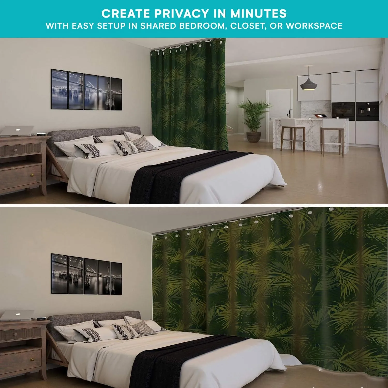 Room/Dividers/Now Premium Room Divider Curtain, 9ft Tall x 15ft Wide (Jungle) | Premium Curtains for Room Partition, Privacy or Blackout