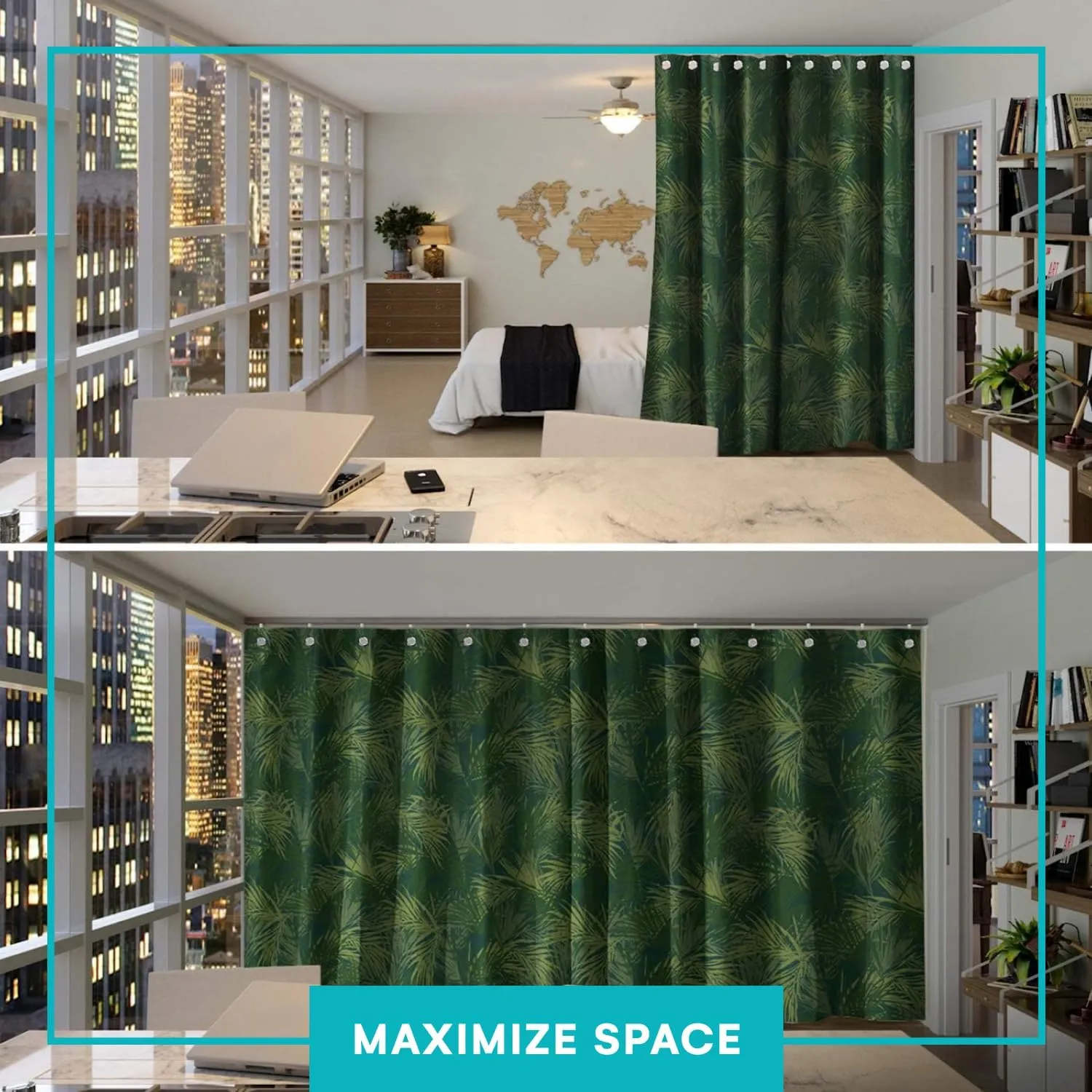 Room/Dividers/Now Premium Room Divider Curtain, 9ft Tall x 15ft Wide (Jungle) | Premium Curtains for Room Partition, Privacy or Blackout