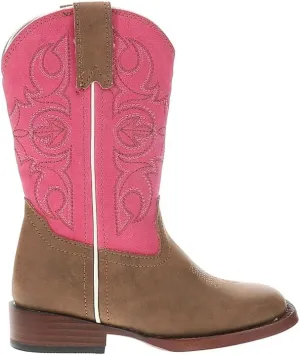 ROPER Kids Girls Ainsley Square Toe Casual Boots Mid Calf - Brown, Pink