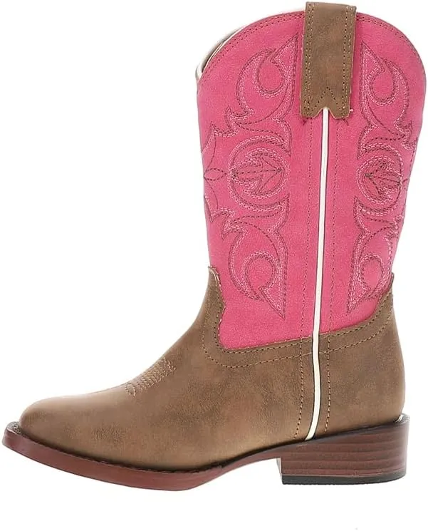ROPER Kids Girls Ainsley Square Toe Casual Boots Mid Calf - Brown, Pink