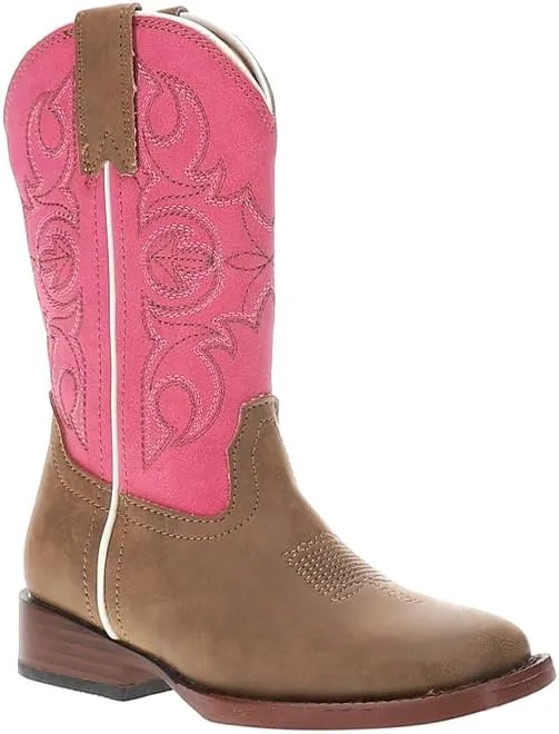 ROPER Kids Girls Ainsley Square Toe Casual Boots Mid Calf - Brown, Pink