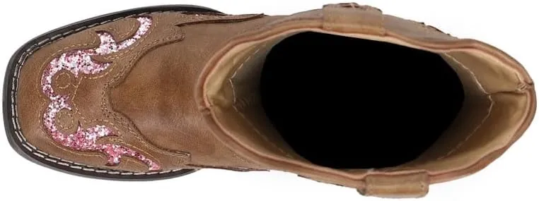 ROPER Kids Girls Glitter Gypsy Square Toe Casual Boots Mid Calf - Brown