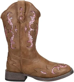 ROPER Kids Girls Glitter Gypsy Square Toe Casual Boots Mid Calf - Brown