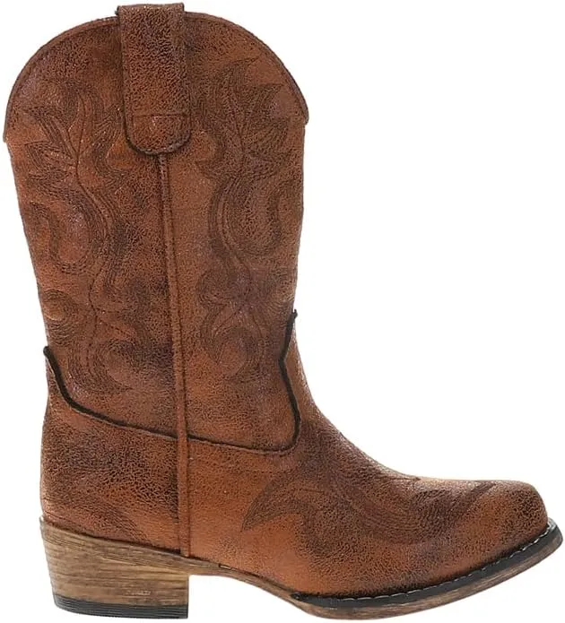 ROPER Kids Girls Riley Classic Snip Toe Casual Boots Mid Calf - Brown