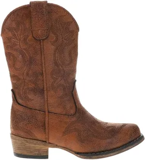 ROPER Kids Girls Riley Classic Snip Toe Casual Boots Mid Calf - Brown
