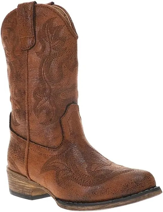 ROPER Kids Girls Riley Classic Snip Toe Casual Boots Mid Calf - Brown
