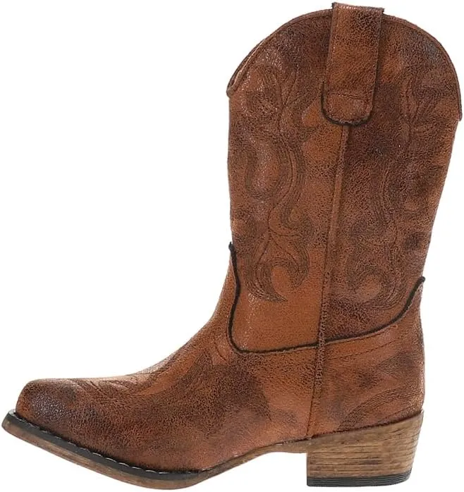 ROPER Kids Girls Riley Classic Snip Toe Casual Boots Mid Calf - Brown