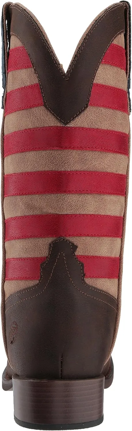 ROPER Womens American Patriotic Square Toe Casual Boots Mid Calf Low Heel 1-2" - Blue, Brown, Red