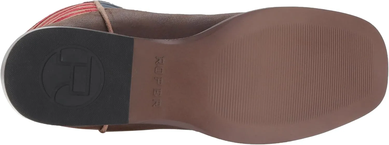 ROPER Womens American Patriotic Square Toe Casual Boots Mid Calf Low Heel 1-2" - Blue, Brown, Red