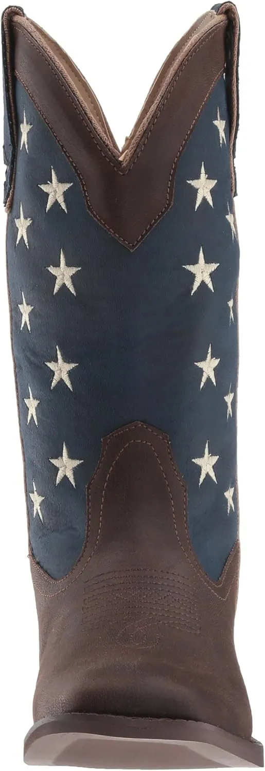 ROPER Womens American Patriotic Square Toe Casual Boots Mid Calf Low Heel 1-2" - Blue, Brown, Red