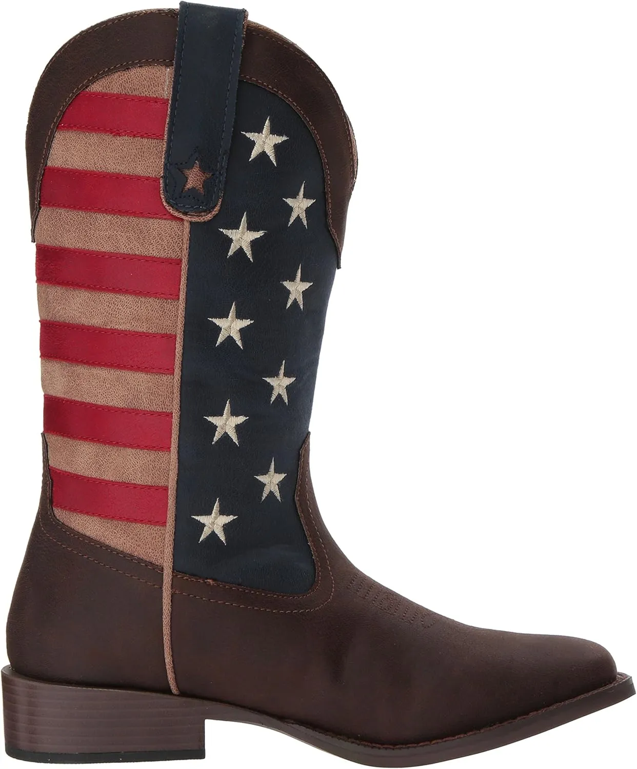 ROPER Womens American Patriotic Square Toe Casual Boots Mid Calf Low Heel 1-2" - Blue, Brown, Red