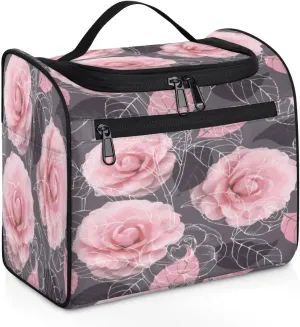 Rose Paint Hanging Toiletry Bag for Men Women Travel Cosmetic Makeup Organizer Bag Water Resistant Large Portable Wash Case for Accessories, Toiletries, Cosmetics