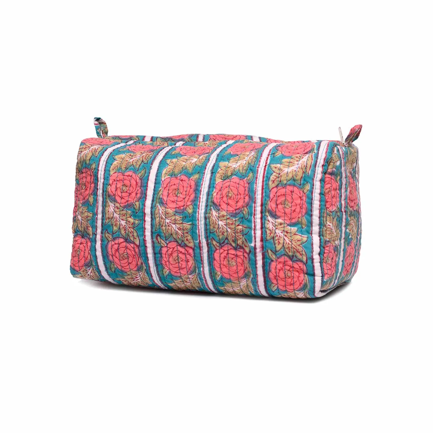 ROSE SHOWER TURQUOISE QUILTED TOILETRY POUCH