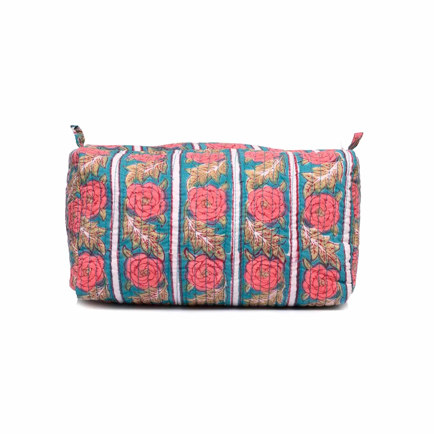 ROSE SHOWER TURQUOISE QUILTED TOILETRY POUCH