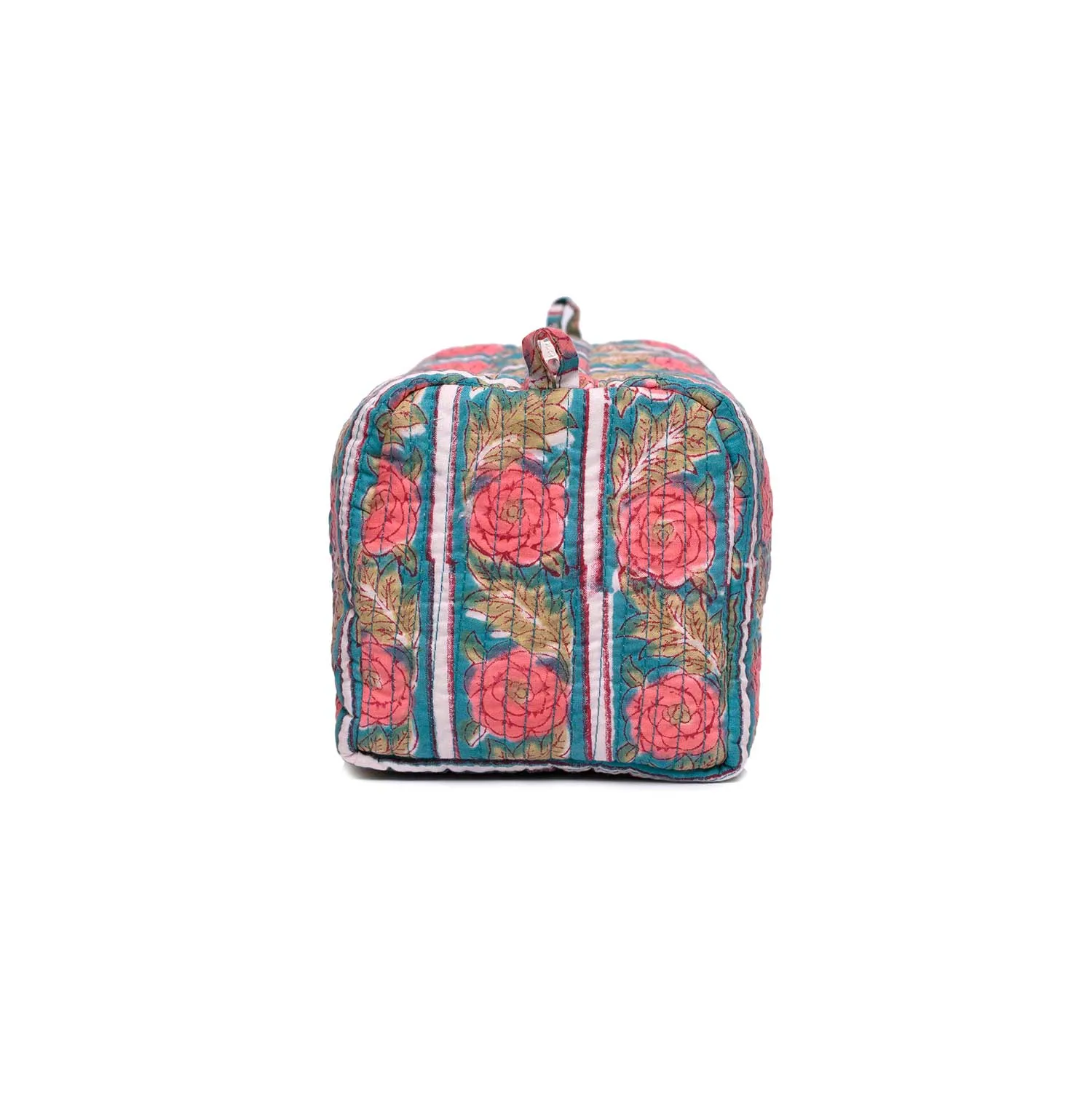 ROSE SHOWER TURQUOISE QUILTED TOILETRY POUCH