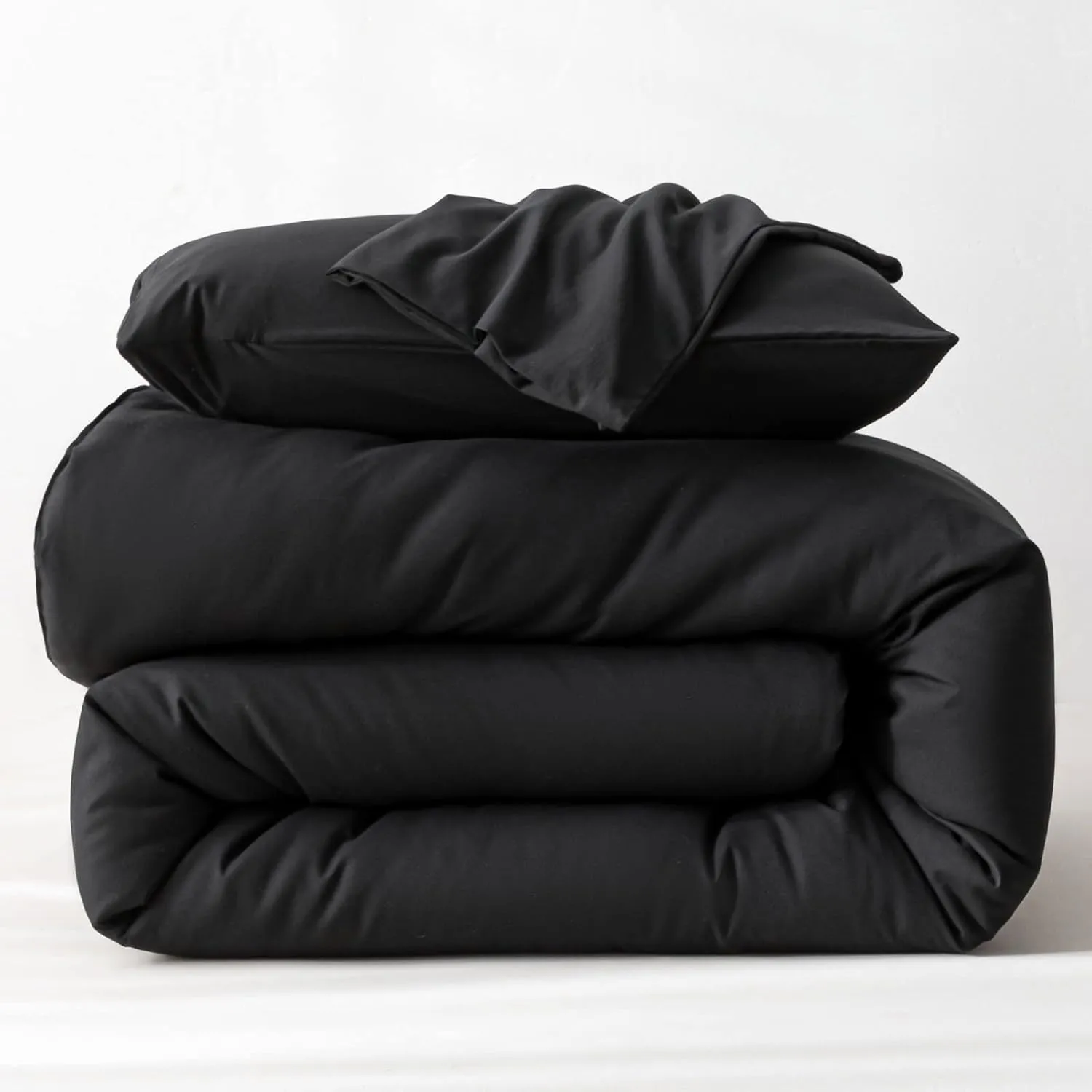 ROSGONIA King Size Comforter Set Black, 3pcs (1 Black Comforter & 2 Pillowcases), All Season Bedding Lightweight Bedspread Blanket Quilt Bed Set