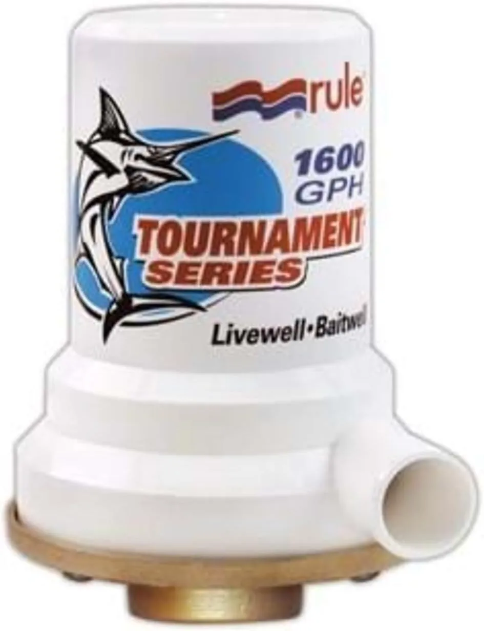 Rule 209B Marine Rule 1600 Tournament Series Livewell Pump (1" NPT, Female-Single Port Bronze Base),White