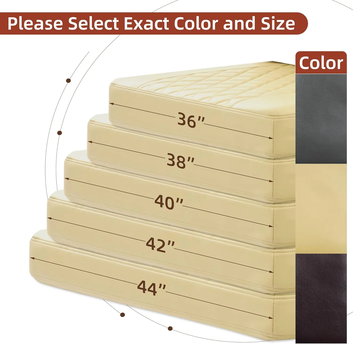 RV Dinette Cushions,2 Sets of PU Leather Replacement Camper Cushions Includes 2 Booth Seats and 2 Backrests for RV,Camper,Trailer Bed (Beige,40")