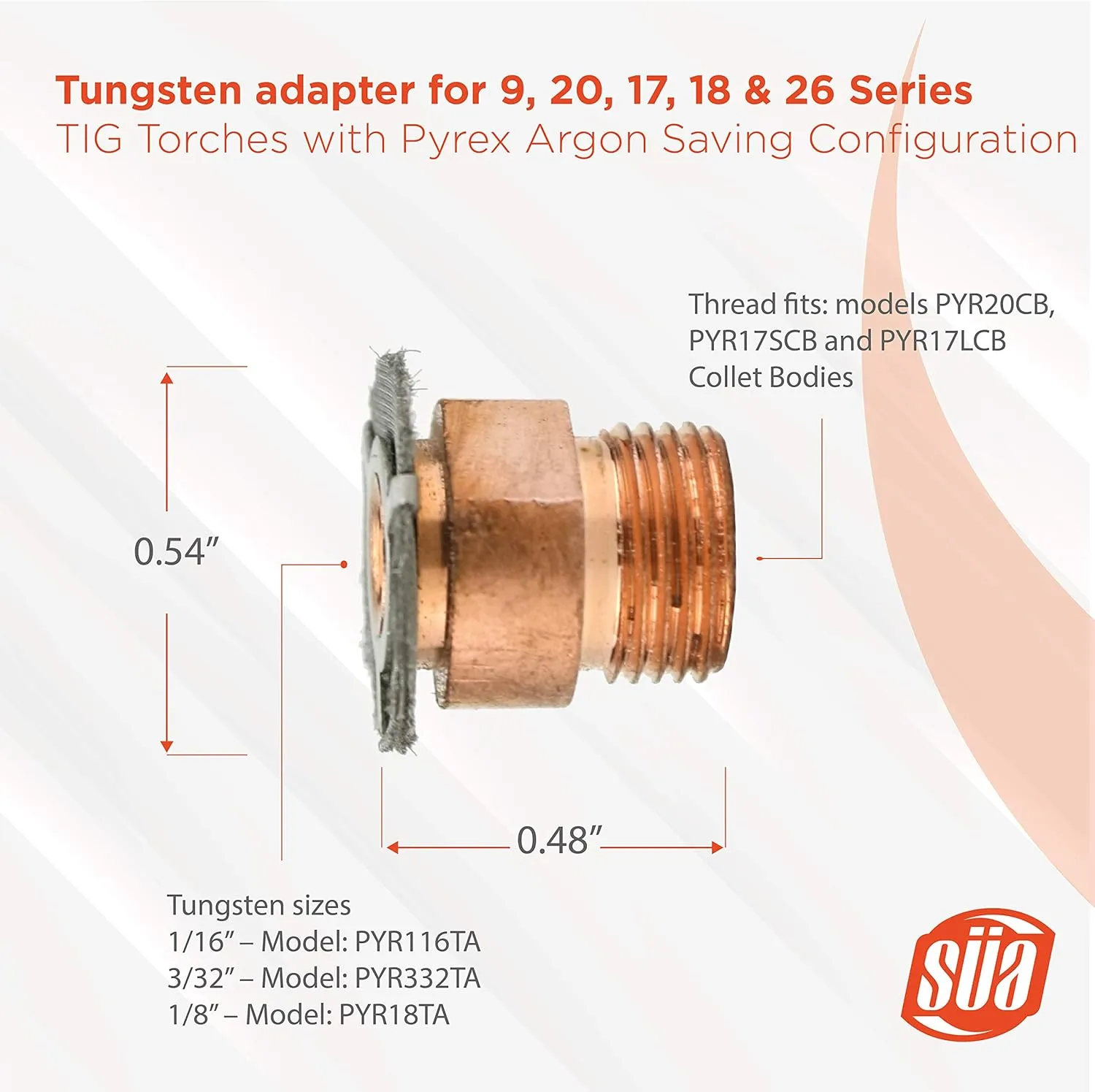 SÜA - Argon-Saving Conversion Kit for 17, 18 & 26 Series TIG Torches - Short Configuration - Fused Quartz Cups