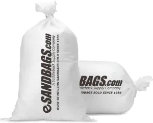 SAND BAGS - Heavy Duty Sandbags with Tie Strings | Empty Woven Polypropylene Bags for Flood Control, UV Resistant, 50 lb Capacity, 14x26 inches, (50 empty eSandbags)