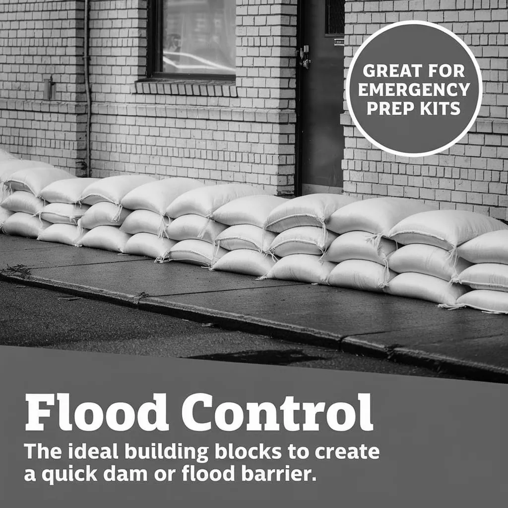 SAND BAGS - Heavy Duty Sandbags with Tie Strings | Empty Woven Polypropylene Bags for Flood Control, UV Resistant, 50 lb Capacity, 14x26 inches, (50 empty eSandbags)