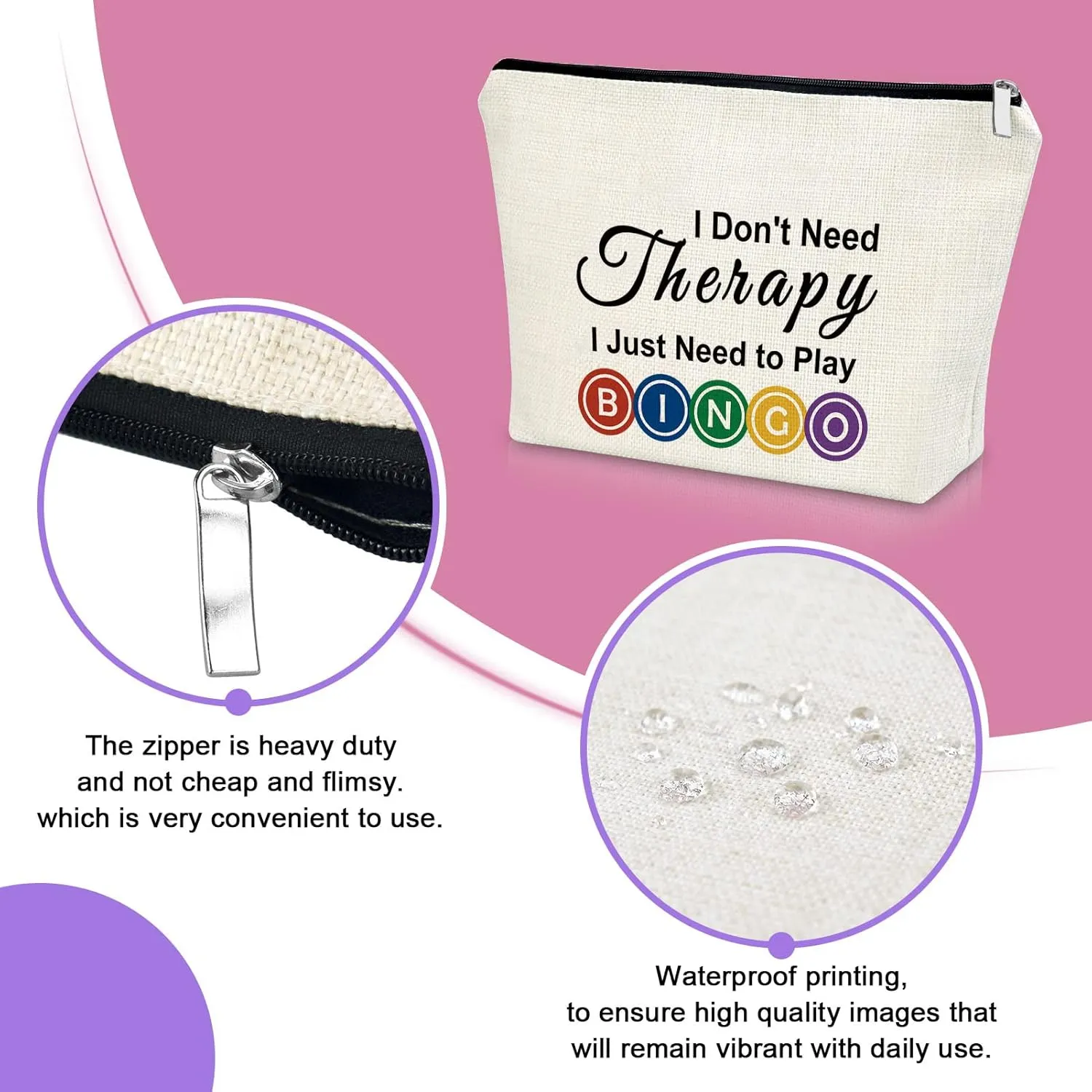 Sazuwu Bingo Game Gift for Women Bingo Lover Gifts 3PCS Makeup Bag Casino Lover Gift Bingo Player Gifts for Friend Cosmetic Bag Gambler Gift Birthday Retirement Christmas Gift Travel Pouch